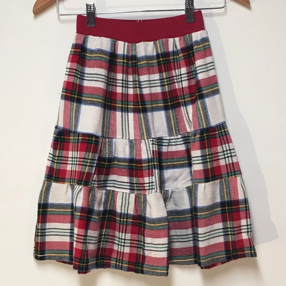 Skirt Flannel Girls 2/3‎ Maxi Red Plaid Ruffle Tier Cotton Mom and Pop's Kids